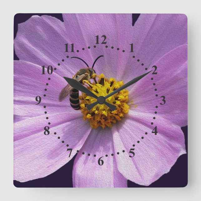 two white flowers square wall clock (Front)