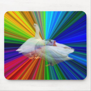 two white geese in very fancy background mouse pad