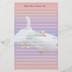two white geese stationary with names stationery