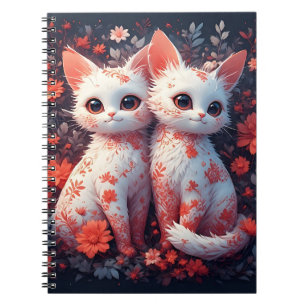 Two White Kittens and flowers Notebook