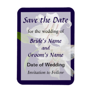 Two White Lilies Save the Date Magnet