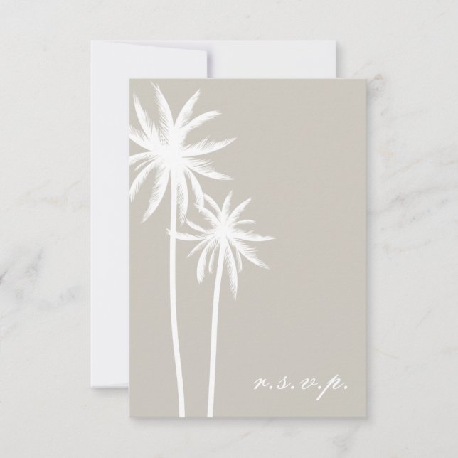 Two White Palm Trees Wedding RSVP (Front)