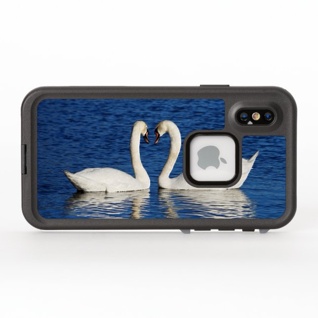 Two White Swans Form Heart Sign LifeProof iPhone Case (Back Horizontal)