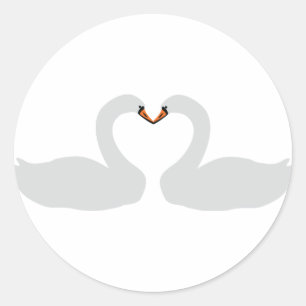 two white swans icon classic round sticker
