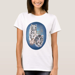 Two White Tigers Oval Shirt