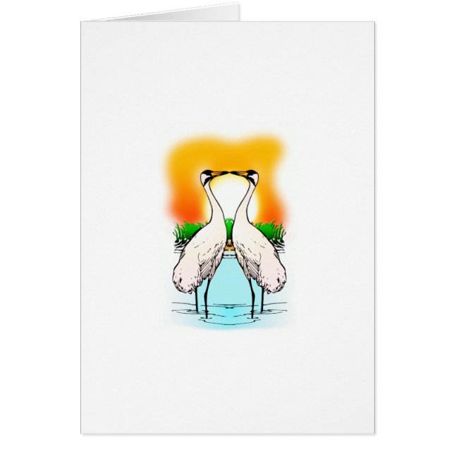 Two Whooping Cranes Kissing (Front)