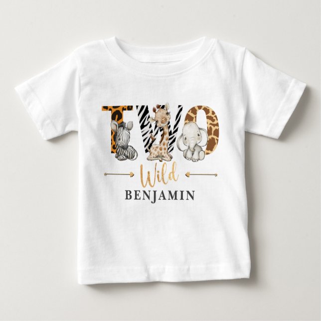 Two Wild 2nd Birthday Jungle Baby T-Shirt (Front)