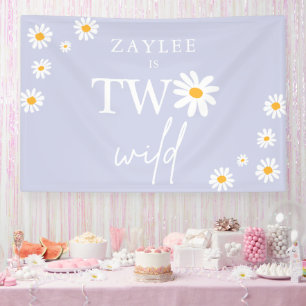 Two Wild 2nd Birthday Party Boho Daisy Welcome Banner