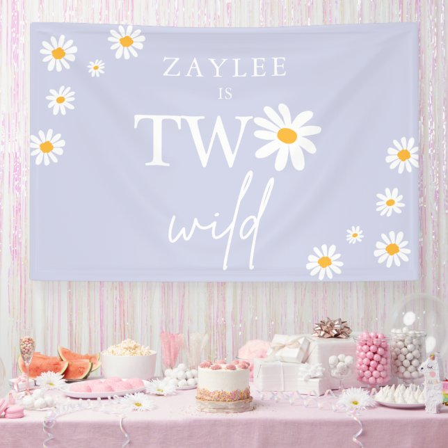 Two Wild 2nd Birthday Party Boho Daisy Welcome Banner (Party)