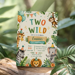 Two Wild 2nd Birthday Party Invitation