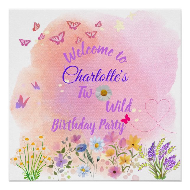 "Two Wild" 2nd Birthday Party Welcome Sign (Front)