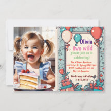 Two Wild 2nd Birthday Safari Animals Cute Photo In