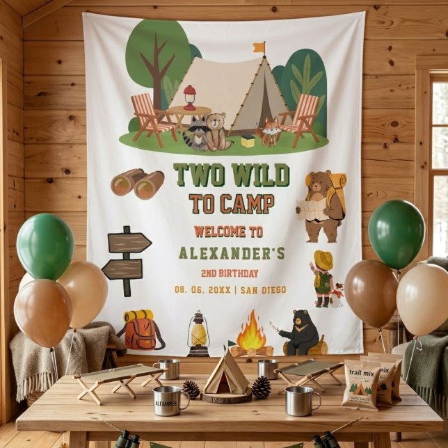 Two Wild 2nd boy Dinosaur Birthday Welcome  Tapestry (Creator Uploaded)