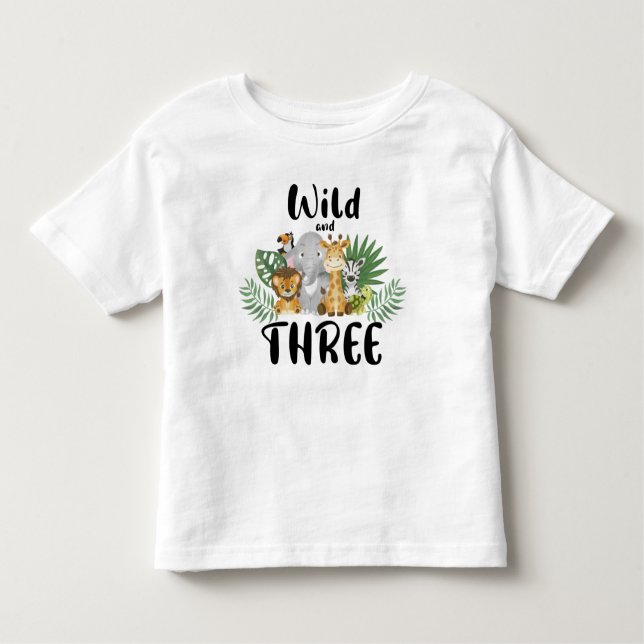 Two Wild 3rd Birthday Jungle Safari Cute Toddler T-Shirt (Front)