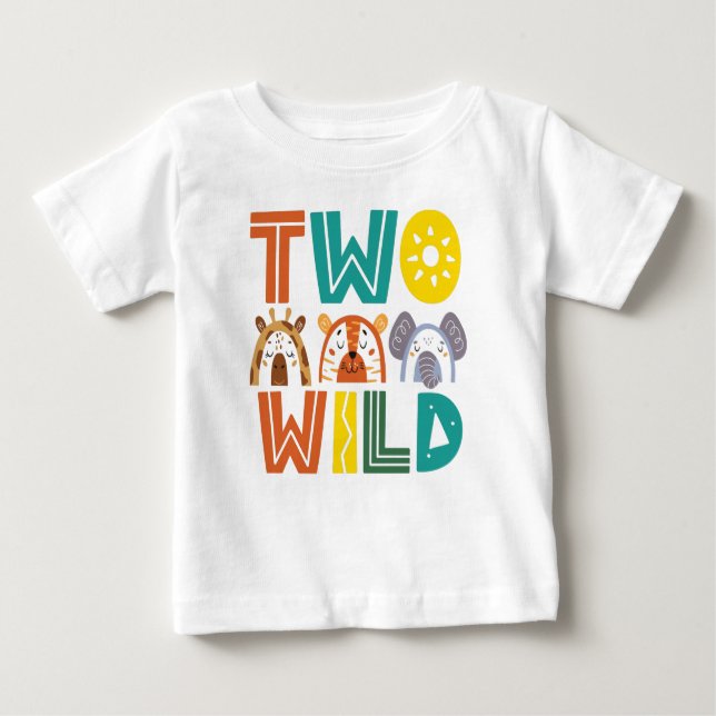 Two Wild Animal Second Birthday Baby T-Shirt (Front)