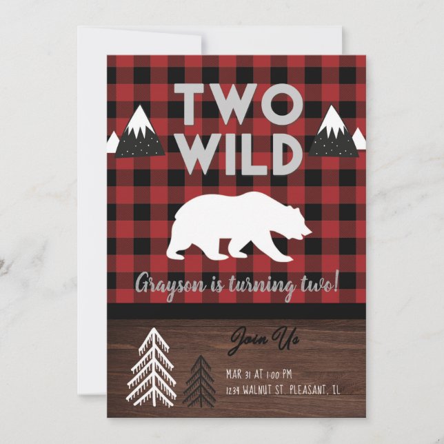 Two Wild Birthday Invitation (Front)