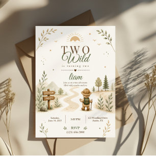 Two Wild Boho Explorer Birthday Design Invitation