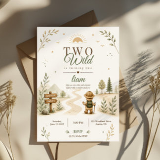 Two Wild Boho Explorer Birthday Design Invitation
