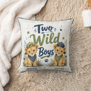 Two Wild Boys Birthday Bash Cushion