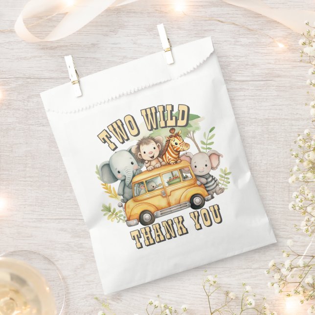 Two Wild boys birthday safari animals  Favour Bag (Clipped)