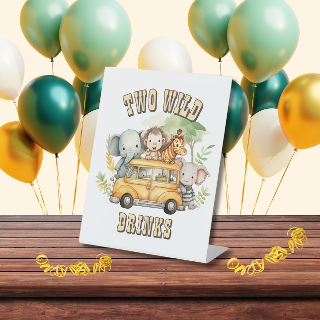 Two Wild boys birthday safari animals  Pedestal Sign (Creator Uploaded)