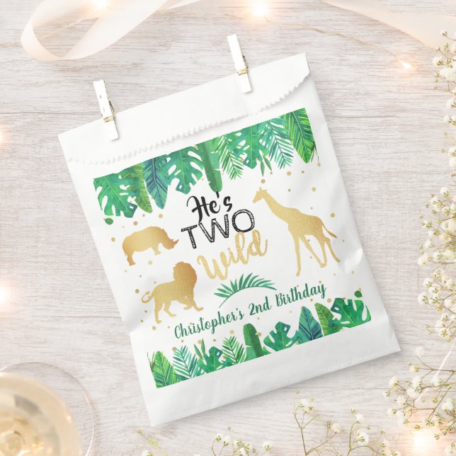 Two Wild Boys Second Birthday Party Favour Bag (Clipped)