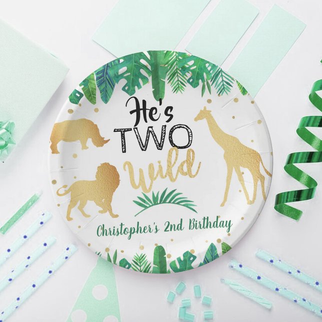 Two Wild Boys Second Birthday Party Paper Plate (Creator Uploaded)