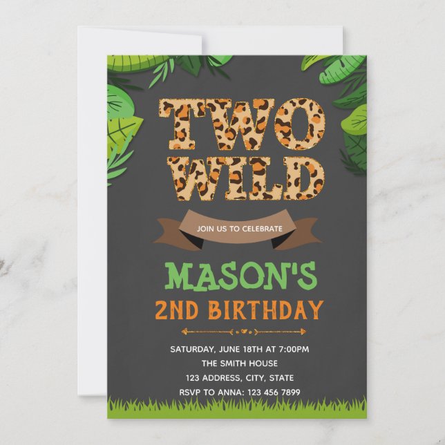 Two wild cheetah leopard party invitation (Front)