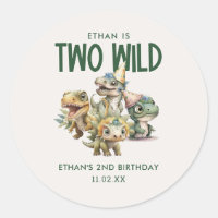 Two Wild Cute Dinosaur 2nd Birthday Party Favour