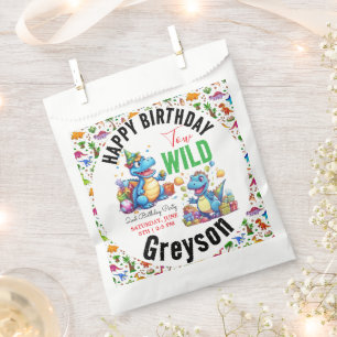 Two Wild Dino Party Boy Dinosaur 2nd Birthday  Favour Bag