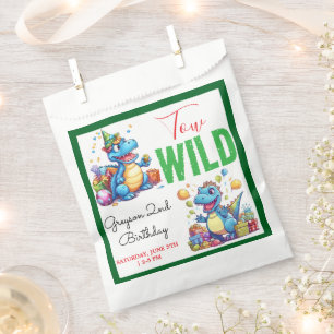 Two Wild Dino Party Boy Dinosaur 2nd Birthday  Favour Bag