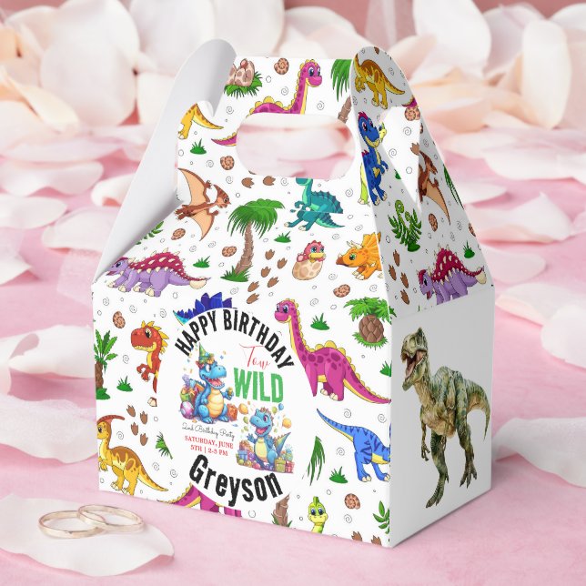 Two Wild Dino Party Boy Dinosaur 2nd Birthday  Favour Box (Wedding)