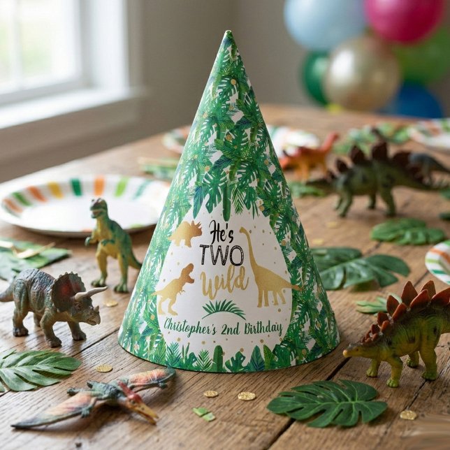 Two Wild Dinosaur Boys 2nd Birthday Party Hat (Creator Uploaded)