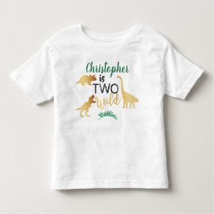 Two Wild Dinosaur Boys 2nd Birthday Toddler T-Shirt