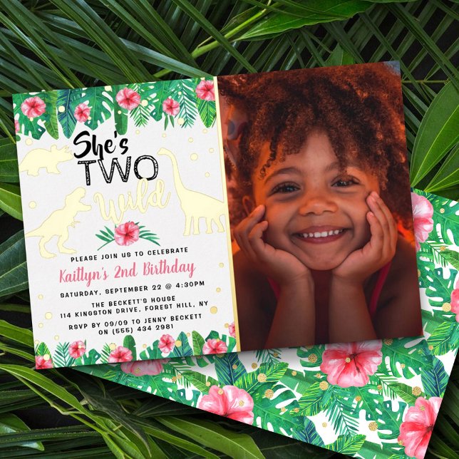 Two Wild Dinosaur Girls 2nd Birthday Photo Real (Creator Uploaded)