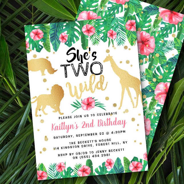 Two Wild Girls Second Birthday Party Invitations (Creator Uploaded)