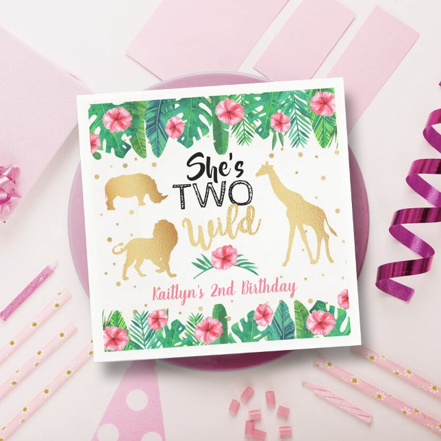 Two Wild Girls Second Birthday Party Napkin (Creator Uploaded)