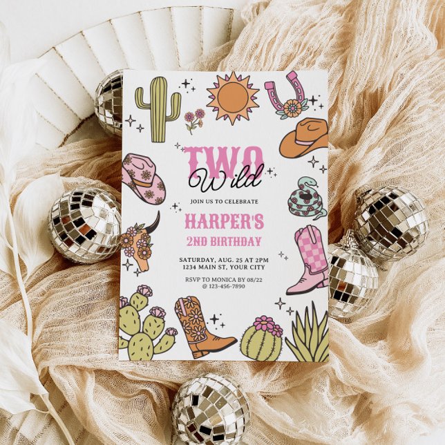 Two Wild Girls Second Rodeo Birthday Invitation (Two Wild Western Girls 2nd Birthday Invite)