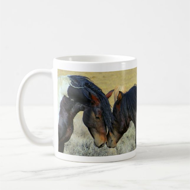 Two Wild Horses Touching Noses Mug (Left)