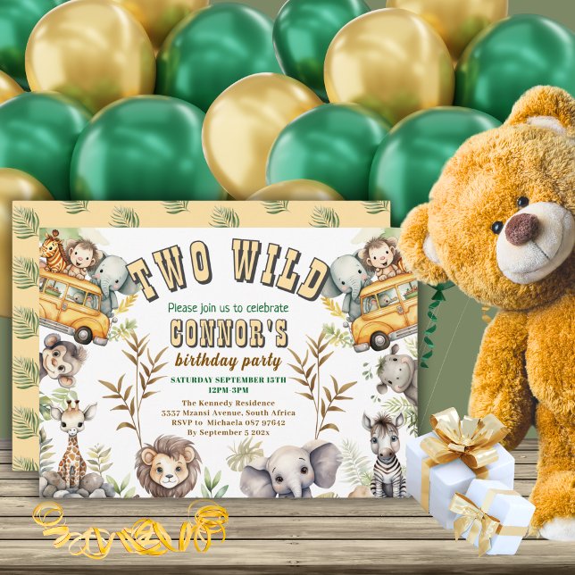 Two Wild jungle animal birthday party Invitation (Creator Uploaded)