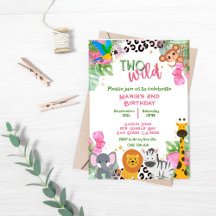 Two Wild Jungle Girls Birthday Invite