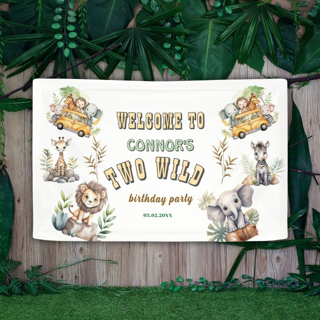 Two Wild  jungle safari 2nd birthday Banner (Creator Uploaded)