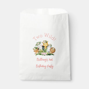 Two Wild Jungle Safari Girl 2nd Birthday  Favour Bag
