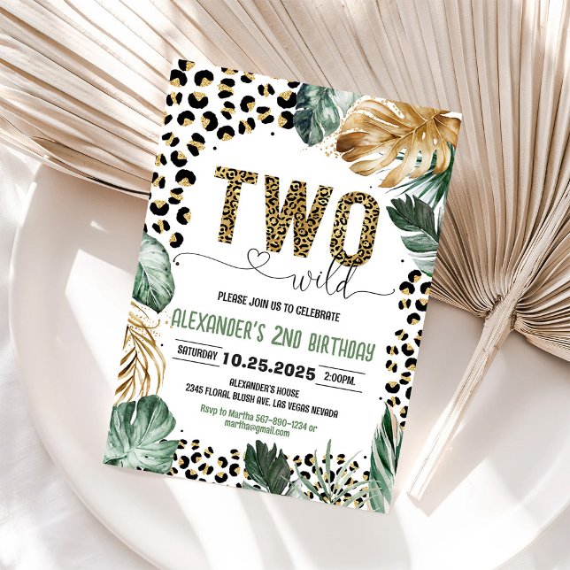Two Wild Leopard Print 2nd Birthday Invitation (Creator Uploaded)