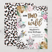 Two Wild Leopard Print Safari Animals Birthday