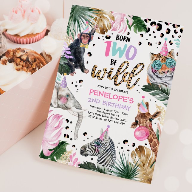 Two Wild Leopard Print Safari Animals Birthday Invitation (Creator Uploaded)