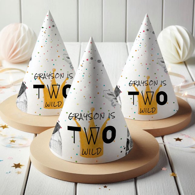 Two Wild | Modern Simple Party Animal Party Hat (Creator Uploaded)