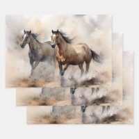 “Two Wild Mustangs ” Dusty Western Watercolour