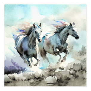 Two Wild Mustangs Race Against the Wind Photo Print