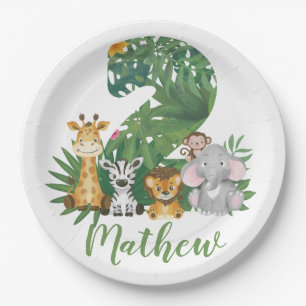 Two Wild One 2nd Birthday Jungle Safari Paper Plate